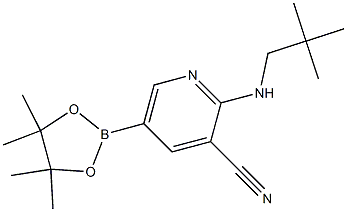 5-(4,4,5,5-tetramethyl-1,3,2-dioxaborolan-2-yl)-2-(neopentylamino)pyridine-3-carbonitrile 结构式