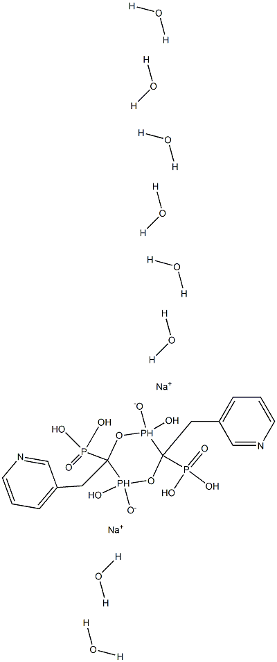 [3,6-bis[(3-pyridinyl)Methyl]-2,5-dihydroxy-2,5-dioxido-1,4,2,5-dioxadiphosphorinane-3,6-diyl]bis[phosphonic acid] disodiuM tetrahydrate salt Struktur