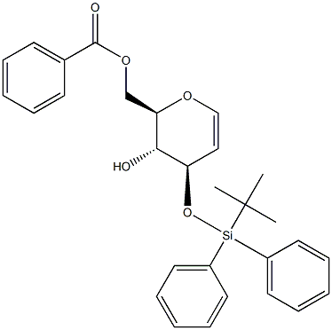 6-O-苯甲酰基-3-O-叔丁基二苯基甲硅烷-D-己烯糖 结构式