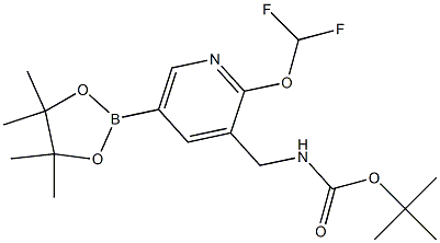 tert-butyl ((2-(difluoromethoxy)-5-(4,4,5,5-tetramethyl-1,3,2-dioxaborolan-2-yl)pyridin-3-yl)methyl)carbamate Struktur