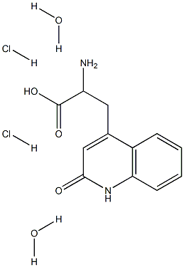 2-氨基-3-(1,2-二氢-2-氧喹啉-4-基)丙酸二盐酸盐二水合物 结构式