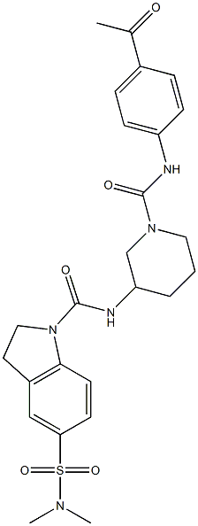 N-(1-([(4-ACETYLPHENYL)AMINO]CARBONYL)PIPERIDIN-3-YL)-5-[(DIMETHYLAMINO)SULFONYL]INDOLINE-1-CARBOXAMIDE Struktur