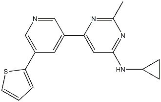 N-CYCLOPROPYL-2-METHYL-6-(5-THIEN-2-YLPYRIDIN-3-YL)PYRIMIDIN-4-AMINE 化学構造式