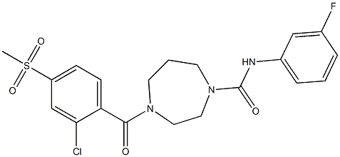 4-[2-CHLORO-4-(METHYLSULFONYL)BENZOYL]-N-(3-FLUOROPHENYL)-1,4-DIAZEPANE-1-CARBOXAMIDE 化学構造式