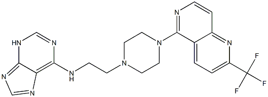 N-(2-(4-[2-(TRIFLUOROMETHYL)-1,6-NAPHTHYRIDIN-5-YL]PIPERAZIN-1-YL)ETHYL)-3H-PURIN-6-AMINE 化学構造式