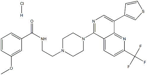 3-METHOXY-N-(2-(4-[8-(3-THIENYL)-2-(TRIFLUOROMETHYL)-1,6-NAPHTHYRIDIN-5-YL]PIPERAZIN-1-YL)ETHYL)BENZAMIDE HYDROCHLORIDE