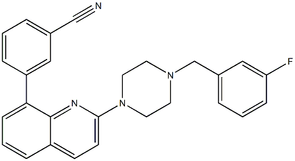 3-(2-[4-(3-FLUOROBENZYL)PIPERAZIN-1-YL]QUINOLIN-8-YL)BENZONITRILE 结构式
