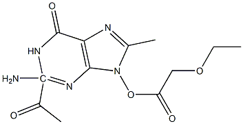2-乙酰基-9-(2-乙氧基-乙酰氧基)甲基鸟嘌呤, , 结构式