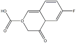 6-fluoro-4-oxo-4H-2-benzopyran-2-carboxylic acid Struktur