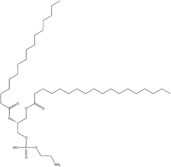 1-octadecanoyl-2-hexadecanoyl-sn-glycero-3-phosphoethanolamine 结构式