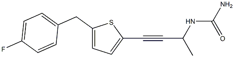 N-3-(5-(4-fluorobenzyl)thiophen-2-yl)-1-methyl-2-propynylurea,,结构式