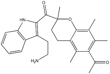 ((6-acetyl-3,4-dihydro-2,5,7,8-tetramethyl-2H-1-benzopyran-2yl)carbonyl)-3(aminoethyl)indole Struktur