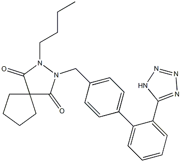 2-butyl-3-((2'-(1H-tetrazol-5-yl)(1,1'-biphenyl)-4-yl)methyl)-2,3-diazaspiro(4.4)nonane-1,4-dione,,结构式