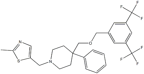 4-(3,5-bis(trifluoromethyl)benzyloxymethyl)-1-(2-methylthiazol-5-ylmethyl)-4-phenylpiperidine,,结构式
