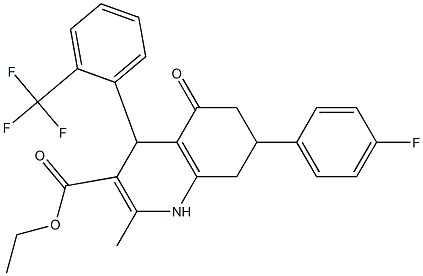 ethyl 7-(4-fluorophenyl)-2-methyl-5-oxo-4-[2-(trifluoromethyl)phenyl]-1,4,5,6,7,8-hexahydro-3-quinolinecarboxylate Structure