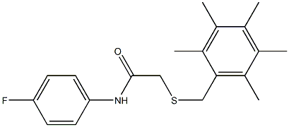 N1-(4-fluorophenyl)-2-[(2,3,4,5,6-pentamethylbenzyl)thio]acetamide 化学構造式