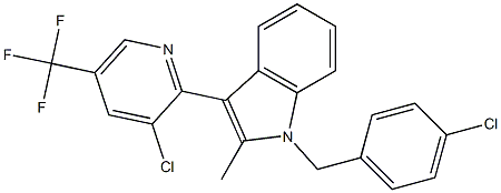 1-(4-chlorobenzyl)-3-[3-chloro-5-(trifluoromethyl)-2-pyridinyl]-2-methyl-1H-indole,,结构式