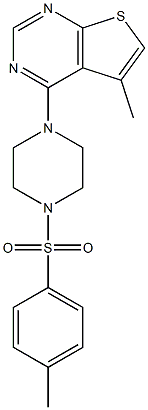 5-methyl-4-{4-[(4-methylphenyl)sulfonyl]piperazino}thieno[2,3-d]pyrimidine 化学構造式