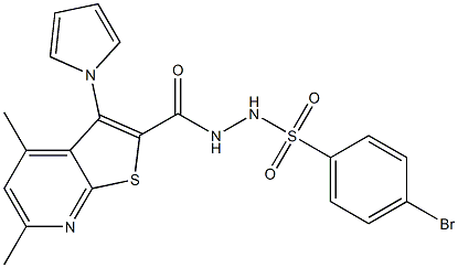 4-bromo-N'-{[4,6-dimethyl-3-(1H-pyrrol-1-yl)thieno[2,3-b]pyridin-2-yl]carbonyl}benzenesulfonohydrazide Structure