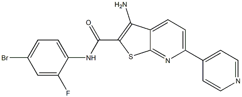 3-amino-N-(4-bromo-2-fluorophenyl)-6-(4-pyridinyl)thieno[2,3-b]pyridine-2-carboxamide 结构式