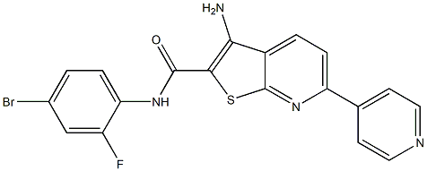 3-amino-N-(4-bromo-2-fluorophenyl)-6-(4-pyridinyl)thieno[2,3-b]pyridine-2-carboxamide Struktur