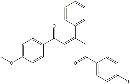 5-(4-iodophenyl)-1-(4-methoxyphenyl)-3-phenylpent-2-ene-1,5-dione Struktur