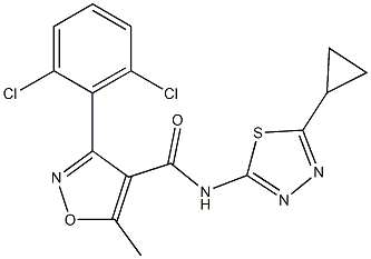 N4-(5-cyclopropyl-1,3,4-thiadiazol-2-yl)-3-(2,6-dichlorophenyl)-5-methylisoxazole-4-carboxamide Struktur