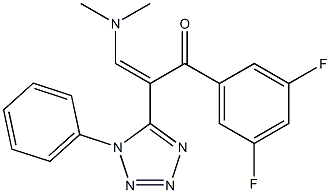 1-(3,5-difluorophenyl)-3-(dimethylamino)-2-(1-phenyl-1H-1,2,3,4-tetraazol-5-yl)prop-2-en-1-one,,结构式