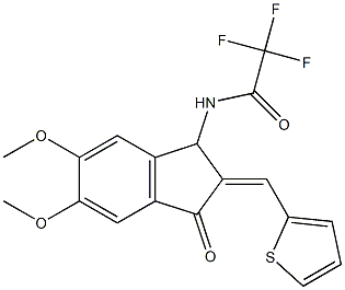 N-{5,6-dimethoxy-3-oxo-2-[(Z)-2-thienylmethylidene]-1,3-dihydro-2H-inden-1-yl}-2,2,2-trifluoroacetamide,,结构式