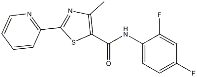 N-(2,4-difluorophenyl)-4-methyl-2-(2-pyridinyl)-1,3-thiazole-5-carboxamide,,结构式