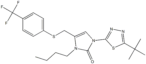 3-butyl-1-[5-(tert-butyl)-1,3,4-thiadiazol-2-yl]-4-({[4-(trifluoromethyl)phenyl]thio}methyl)-2,3-dihydro-1H-imidazol-2-one,,结构式