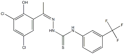 N1-[3-(trifluoromethyl)phenyl]-2-[1-(3,5-dichloro-2-hydroxyphenyl)ethylidene]hydrazine-1-carbothioamide Struktur