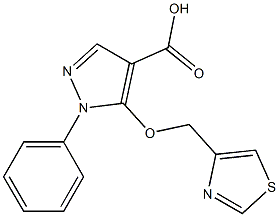 1-phenyl-5-(1,3-thiazol-4-ylmethoxy)-1H-pyrazole-4-carboxylic acid,,结构式