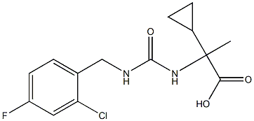 2-({[(2-chloro-4-fluorophenyl)methyl]carbamoyl}amino)-2-cyclopropylpropanoic acid 化学構造式