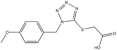 2-({1-[(4-methoxyphenyl)methyl]-1H-1,2,3,4-tetrazol-5-yl}sulfanyl)acetic acid Struktur