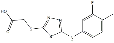 2-({5-[(3-fluoro-4-methylphenyl)amino]-1,3,4-thiadiazol-2-yl}sulfanyl)acetic acid,,结构式