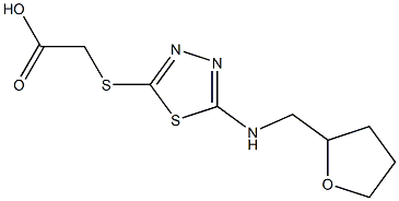 2-({5-[(oxolan-2-ylmethyl)amino]-1,3,4-thiadiazol-2-yl}sulfanyl)acetic acid Structure