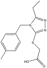 2-({5-ethyl-4-[(4-methylphenyl)methyl]-4H-1,2,4-triazol-3-yl}sulfanyl)acetic acid,,结构式