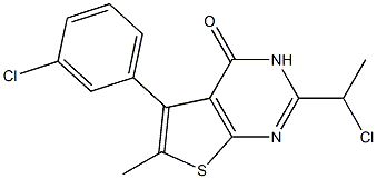 2-(1-chloroethyl)-5-(3-chlorophenyl)-6-methyl-3H,4H-thieno[2,3-d]pyrimidin-4-one,,结构式
