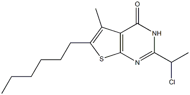 2-(1-chloroethyl)-6-hexyl-5-methyl-3H,4H-thieno[2,3-d]pyrimidin-4-one,,结构式