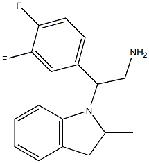 2-(3,4-difluorophenyl)-2-(2-methyl-2,3-dihydro-1H-indol-1-yl)ethan-1-amine 化学構造式