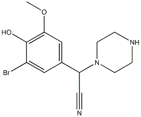  2-(3-bromo-4-hydroxy-5-methoxyphenyl)-2-(piperazin-1-yl)acetonitrile