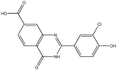 2-(3-chloro-4-hydroxyphenyl)-4-oxo-3,4-dihydroquinazoline-7-carboxylic acid,,结构式