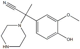 2-(4-hydroxy-3-methoxyphenyl)-2-(piperazin-1-yl)propanenitrile,,结构式