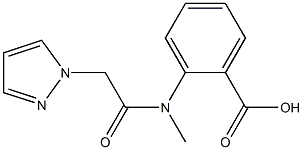 2-[N-methyl-2-(1H-pyrazol-1-yl)acetamido]benzoic acid 化学構造式