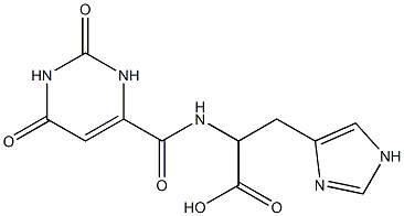 2-{[(2,6-dioxo-1,2,3,6-tetrahydropyrimidin-4-yl)carbonyl]amino}-3-(1H-imidazol-4-yl)propanoic acid Struktur
