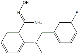 2-{[(3-fluorophenyl)methyl](methyl)amino}-N'-hydroxybenzene-1-carboximidamide Struktur