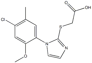 2-{[1-(4-chloro-2-methoxy-5-methylphenyl)-1H-imidazol-2-yl]sulfanyl}acetic acid,,结构式