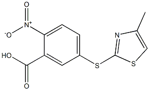 5-[(4-methyl-1,3-thiazol-2-yl)sulfanyl]-2-nitrobenzoic acid 化学構造式