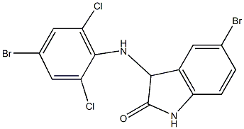 5-bromo-3-[(4-bromo-2,6-dichlorophenyl)amino]-2,3-dihydro-1H-indol-2-one 化学構造式